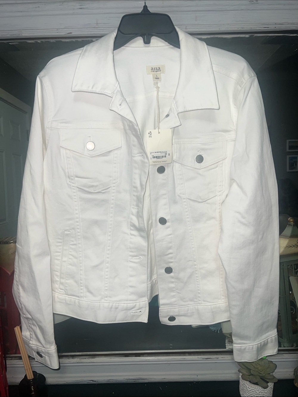 a.n.a White Denim Jacket with Button-Front